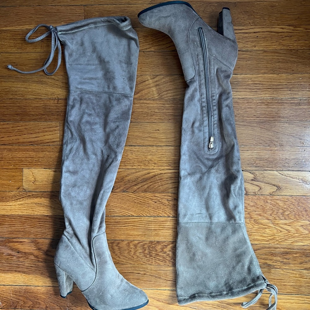 Light brown  soft suede thigh high boots, size 7